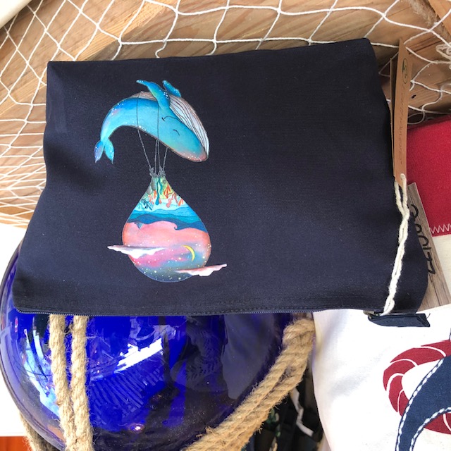 Kosmetiktasche "Ballonwal" - navy/Biobaumwolle
